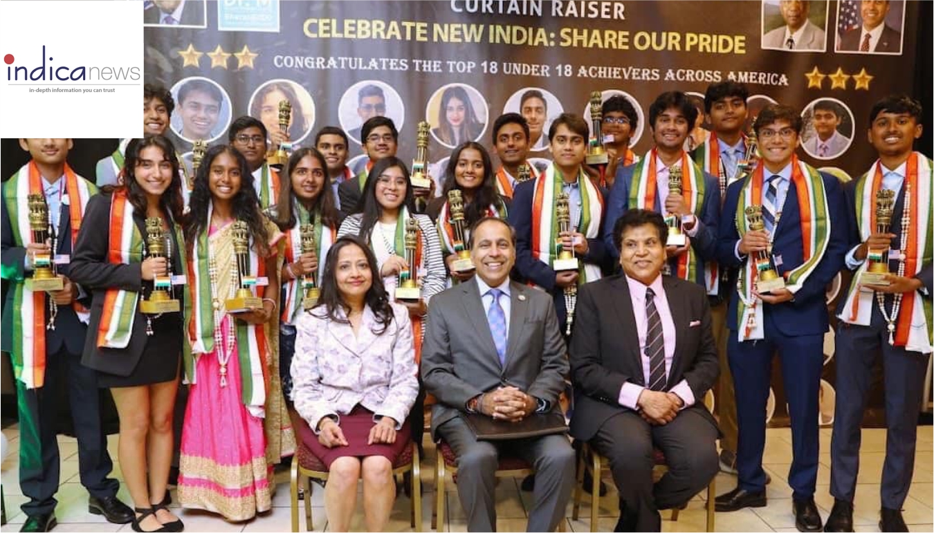 Indian Americans Posing with their trophy's and Adults sitting in front