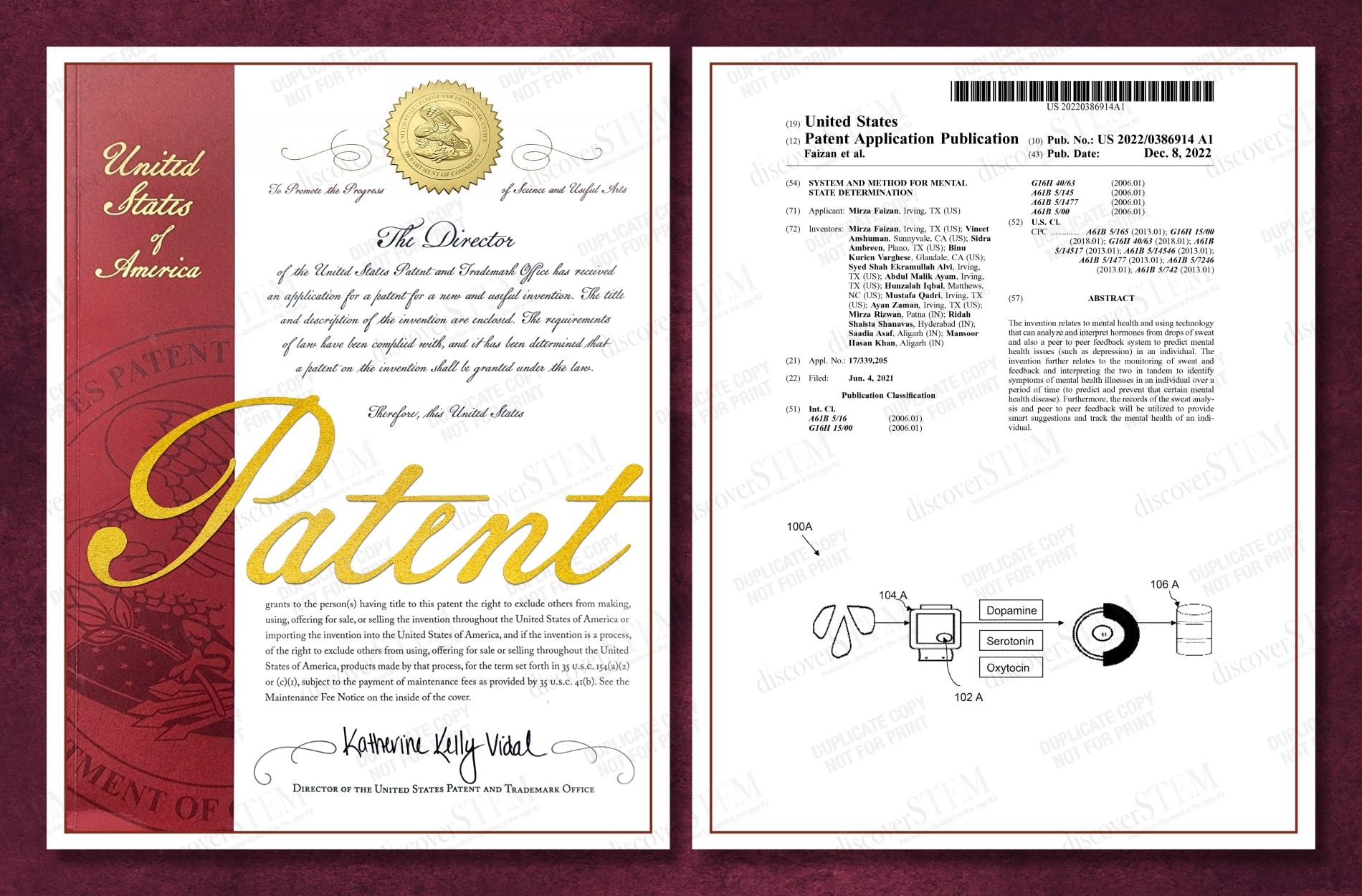 US Patent Certificate: System and Method for Mental State Determination [11751783]
